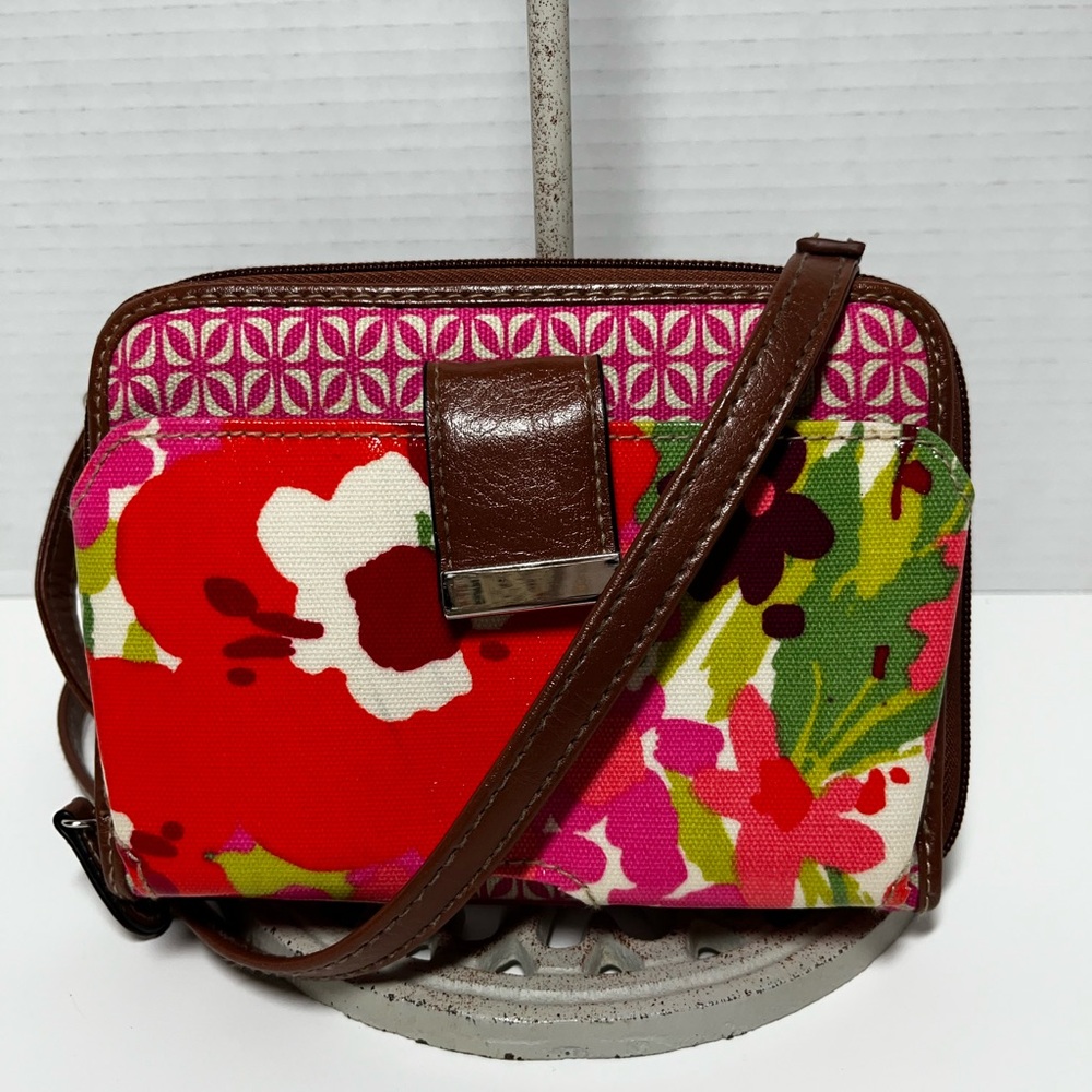 Coated Canvas Floral Crossbody bag